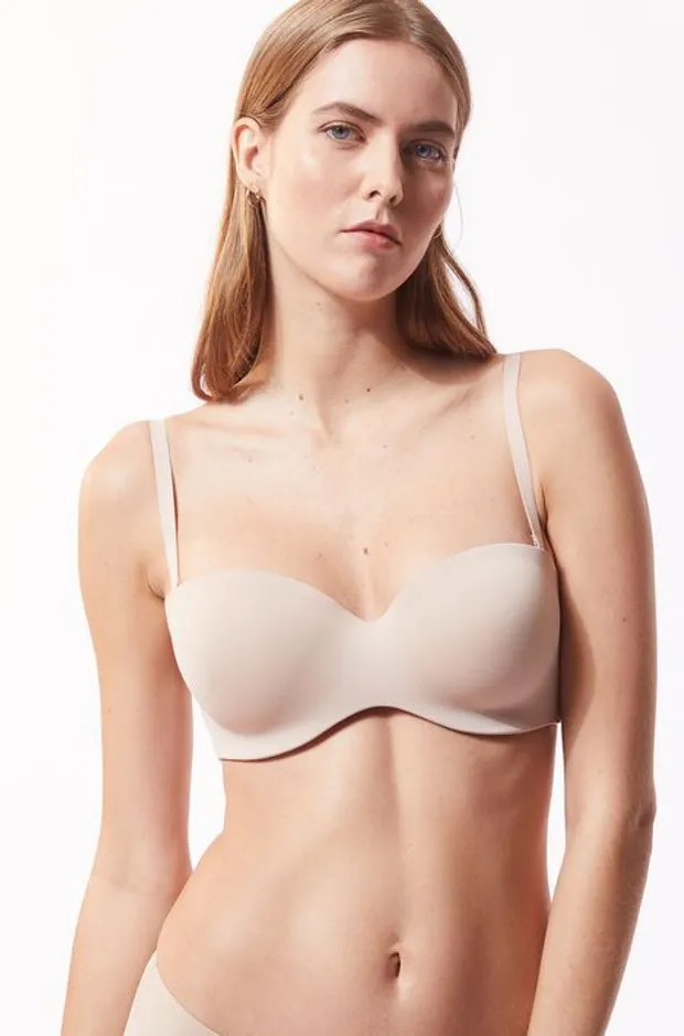 Micro bandeau bra, removable straps, D cup - PURE FIT® - WHITE - Etam