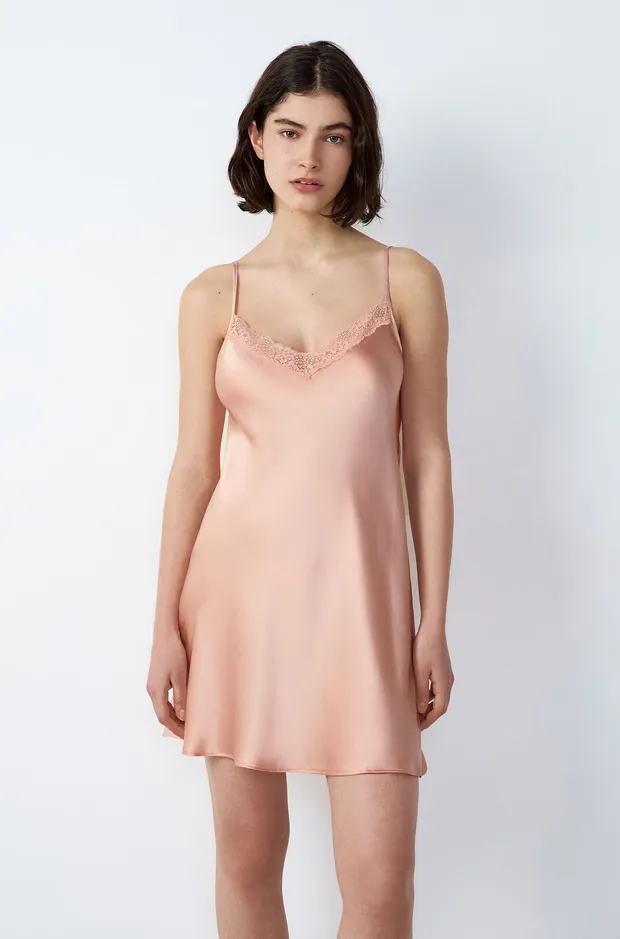 MILKY Silk nightdress with lace details 6515345