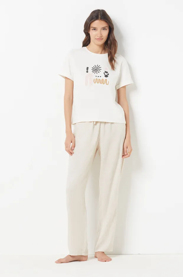 Linen-blend pajama pants-6540684
