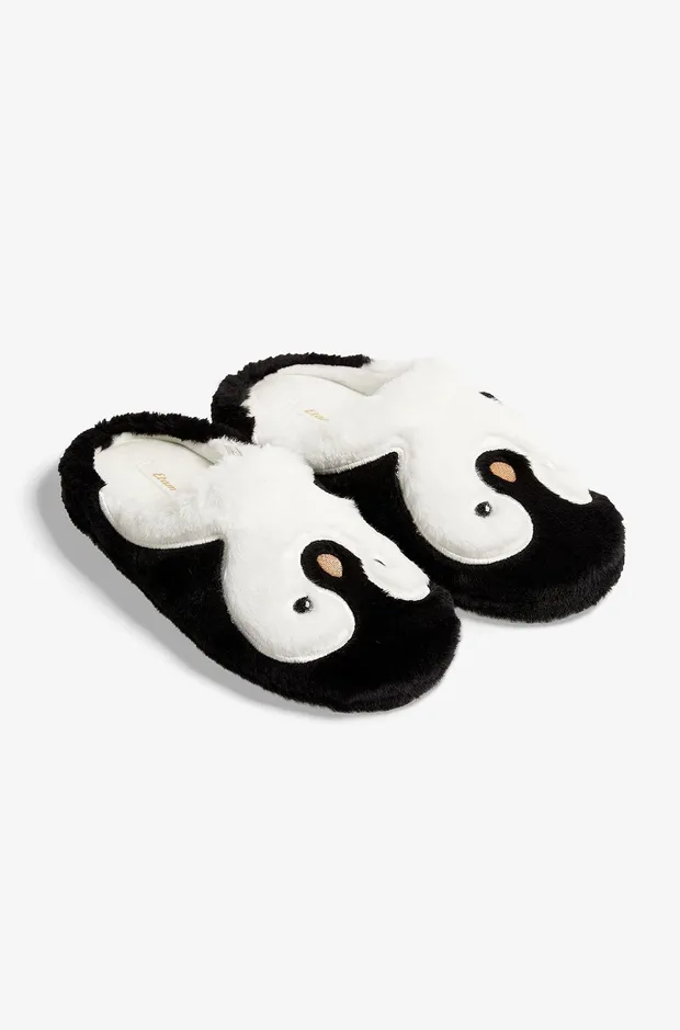 NAOMI Faux fur penguin slippers 6542999