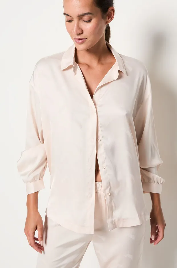 TIGER JACQUARD Satin pyjama shirt