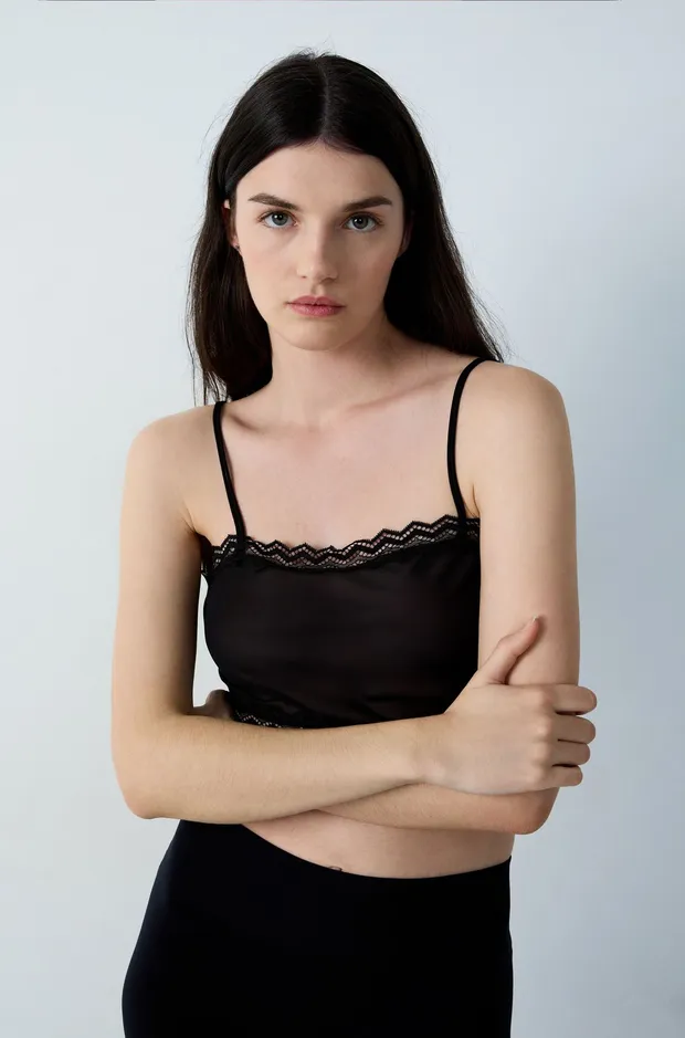 EMBLEME - Sheer cropped camisole 6550752