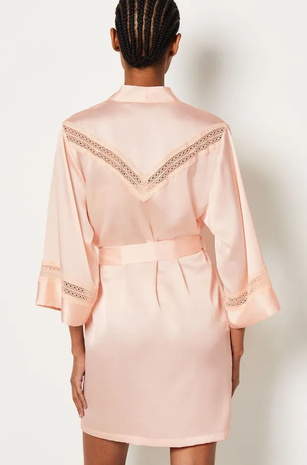FEELING - Satin robe with lace details 6551244