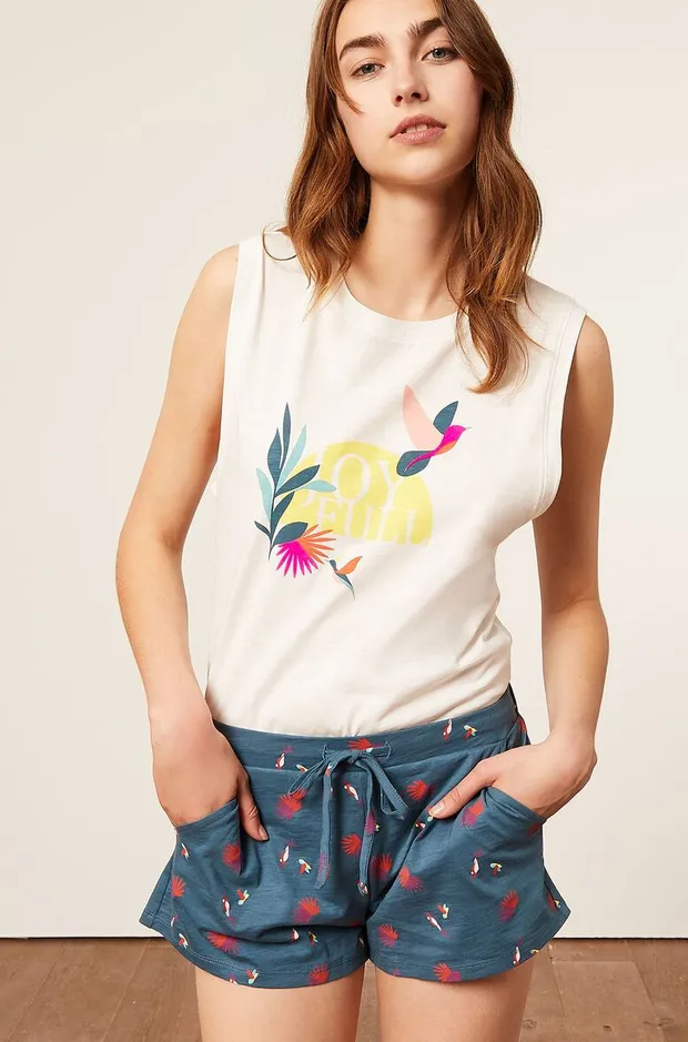 Print pyjama shorts - BEA - BLUE - Etam