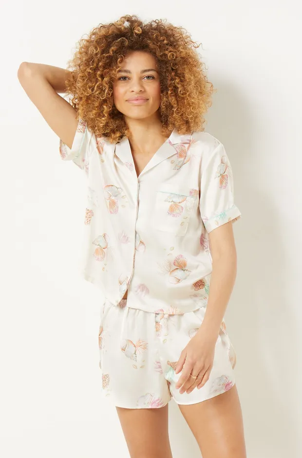 Printed satin pajama shirt-6540770