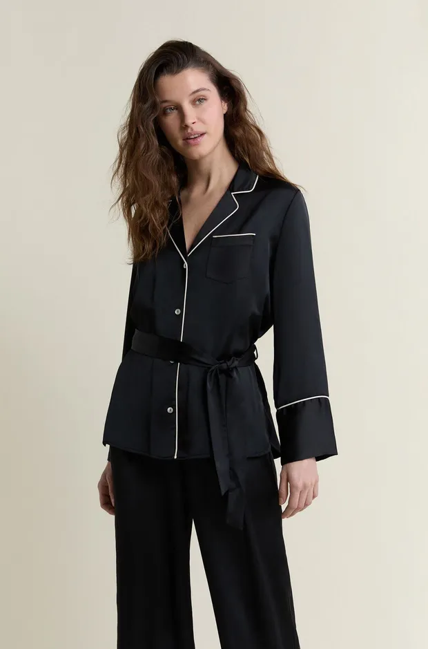Satin pajama shirt to tie 6542441
