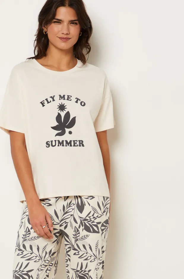 ALYSSA100% cotton graphic printed pajama shirt 6544698