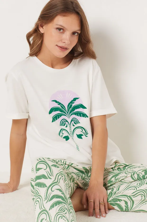 VELU Palm tree print cotton t-shirt 6544778