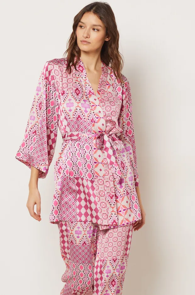 DELLY Tie-dye satin print negligee 