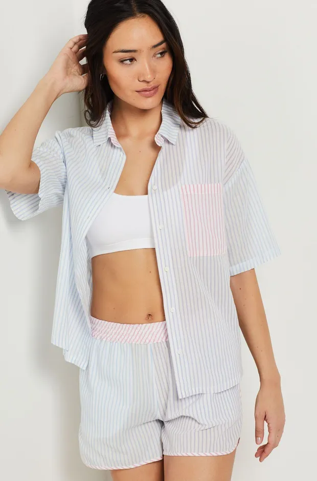 BRIELLA Cotton Striped Shorts