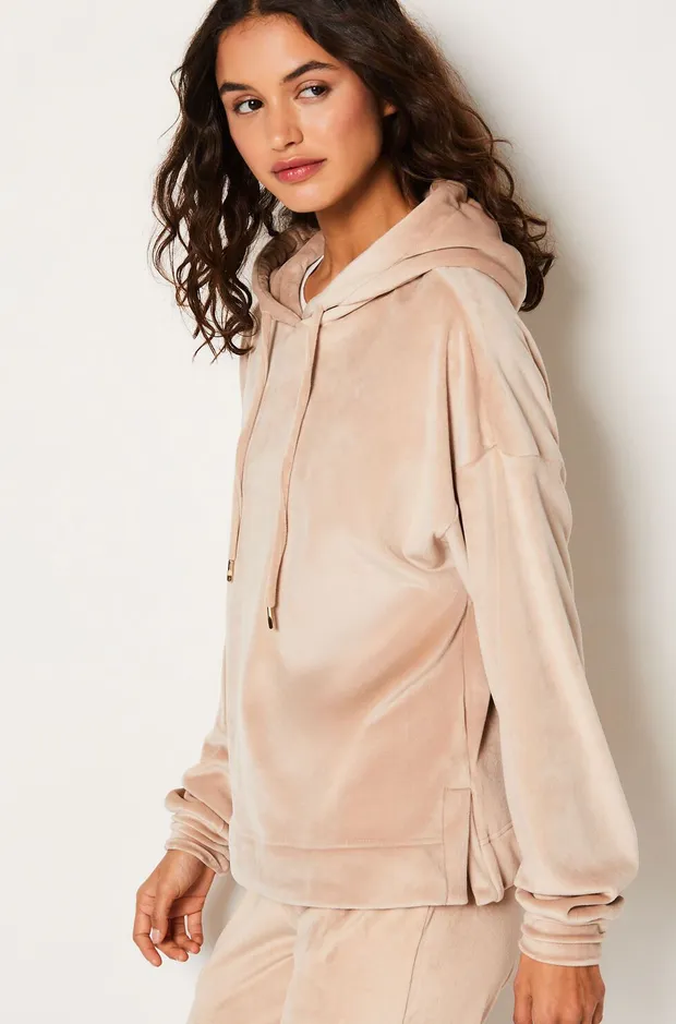 PEKAN Velvet pyjama sweatshirt with hood 6548592