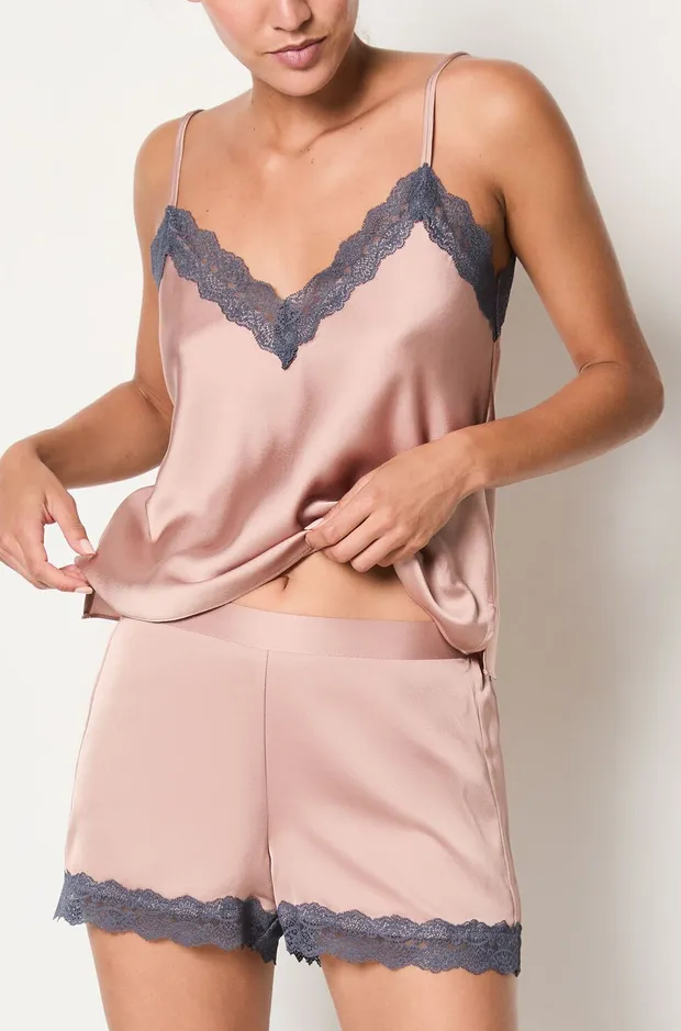 MELY Lace detail satin shorts