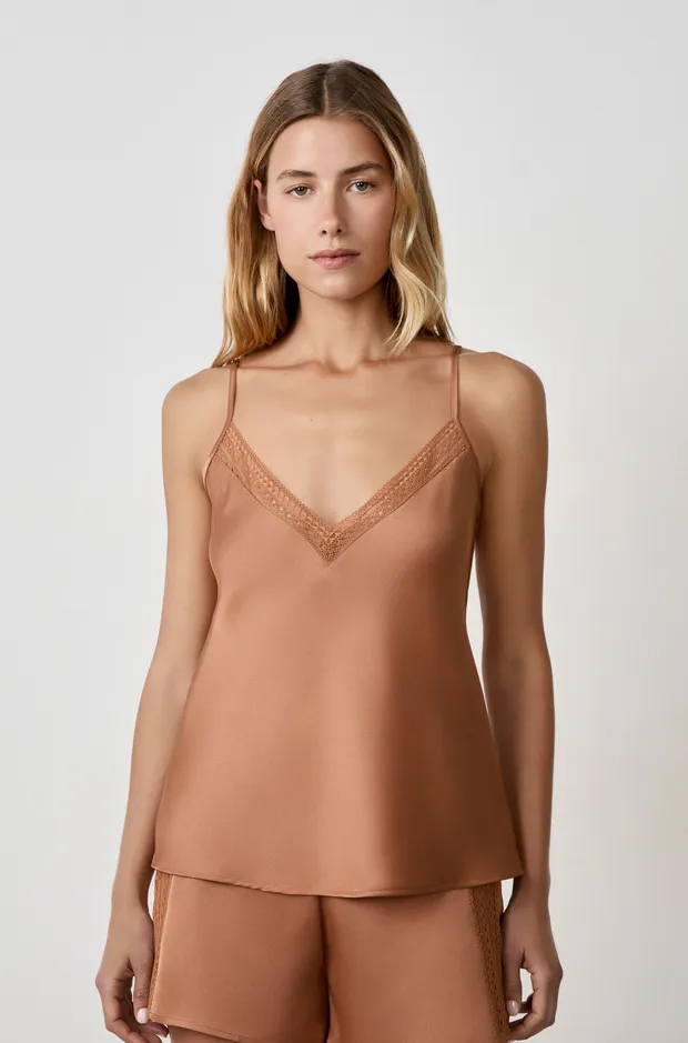 FEELING - Satin camisole with lace neckline 6550904