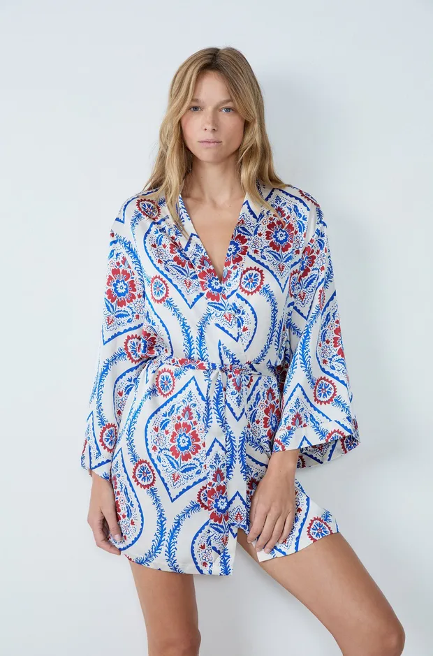 BACIO Printed satin robe 6552339