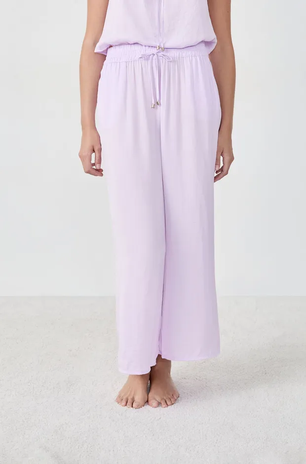 CHEETA - Satin 7/8 wide-leg trousers 6553617
