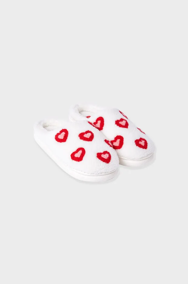 PAISHA Faux-fur heart-pattern slippers 6555909