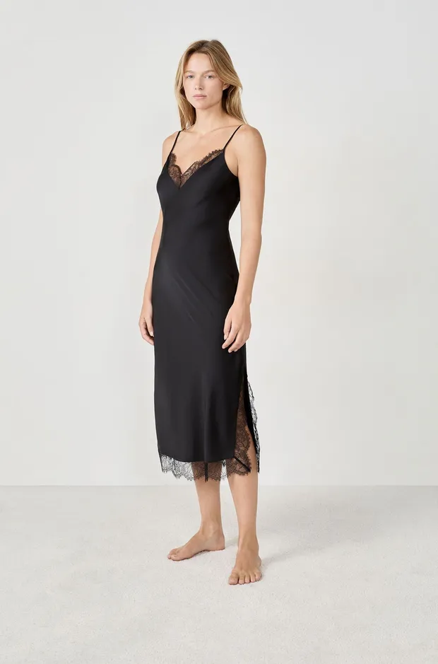 CONFIDENCE Satin nightdress with lace details 6556075