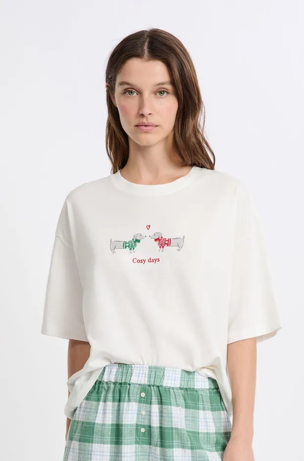PERLA Cotton t-shirt with dog motifs 6556120
