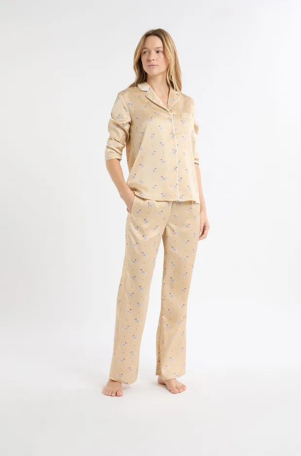 HENRITA Satin pyjama trousers with dalmatian print 6557125