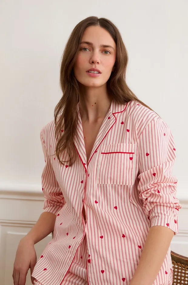 BATTITO - Pyjama shirt with stripes and heart pattern 6557613