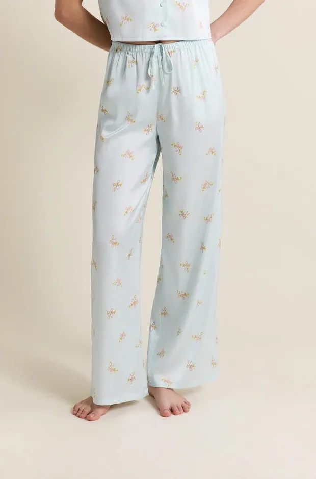 SOLIA Satin Pyjama Trousers with Motifs 6557650