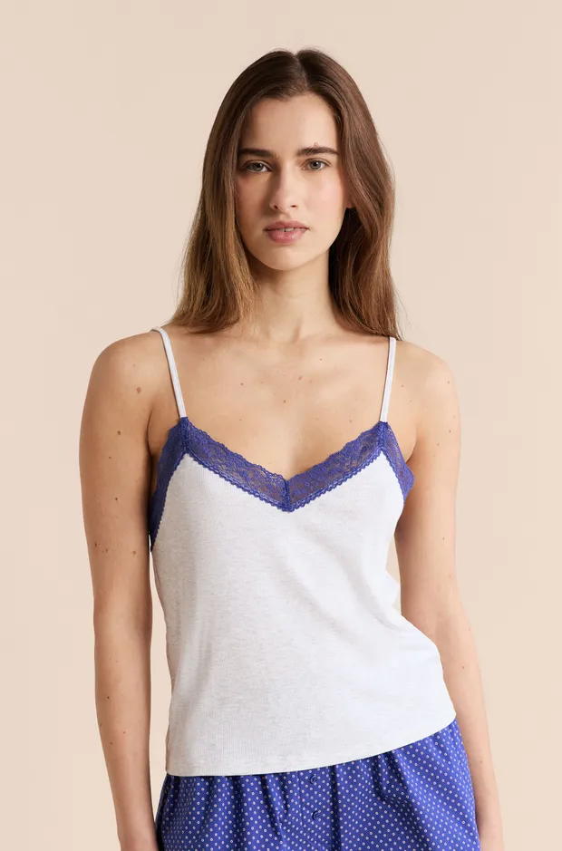AMINA - Two-Tone Tank Top With Lace Details 6557660