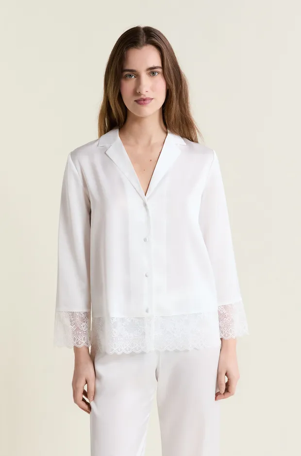 RENCONTRE - Satin pajama shirt with lace details 6557715