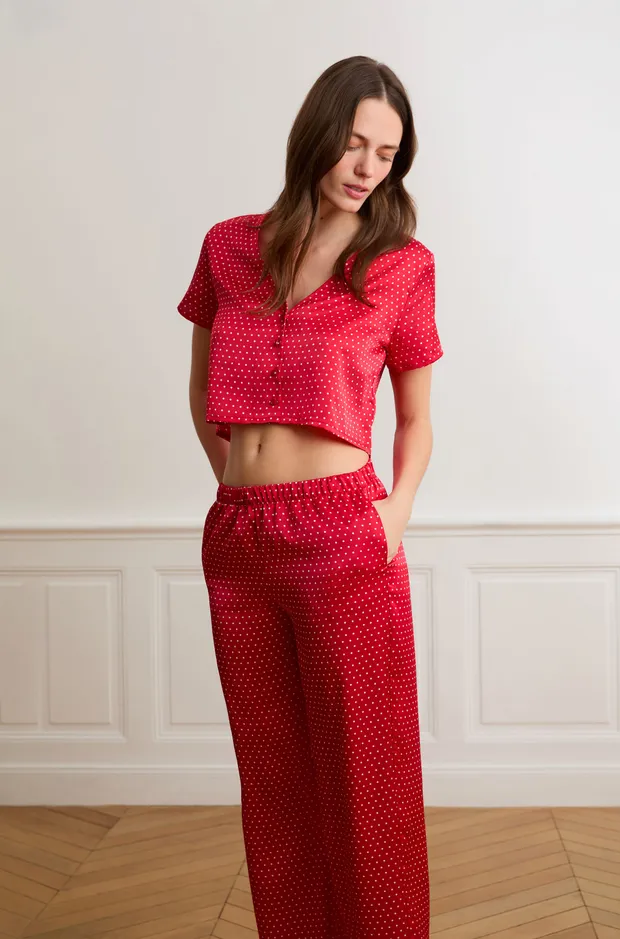 MON CŒUR - Satin polka-dot pajama pants 6558184