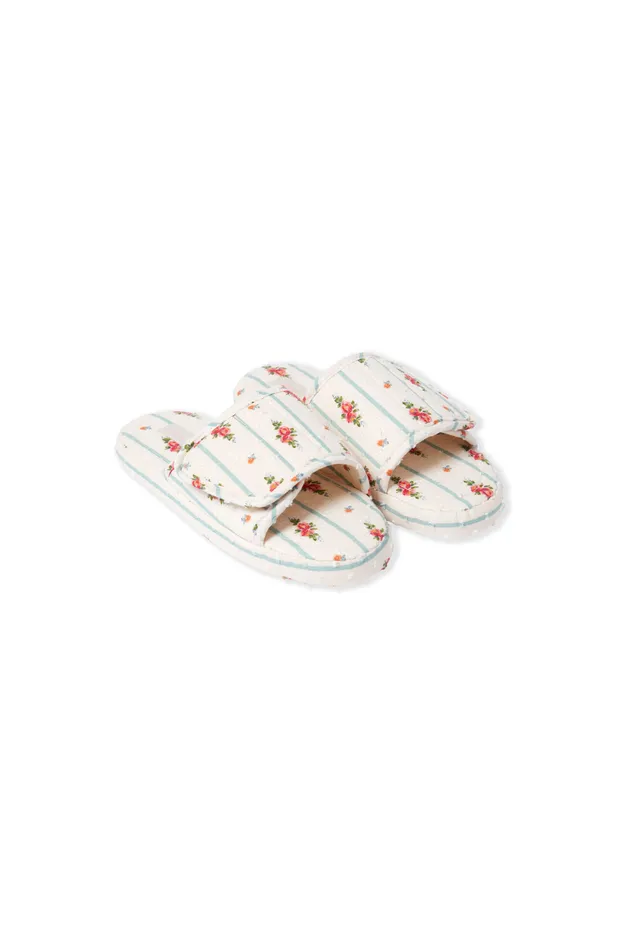 OREA Floral Print Cotton Flip-Flop Slippers 6558698