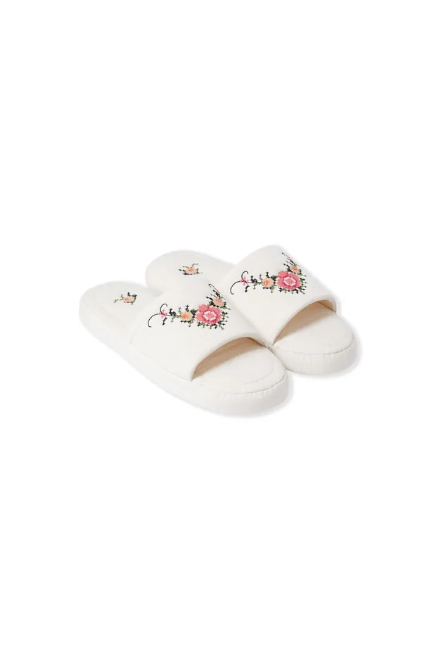 ORFEE Floral Print Cotton Flip-Flop Slippers 6558699