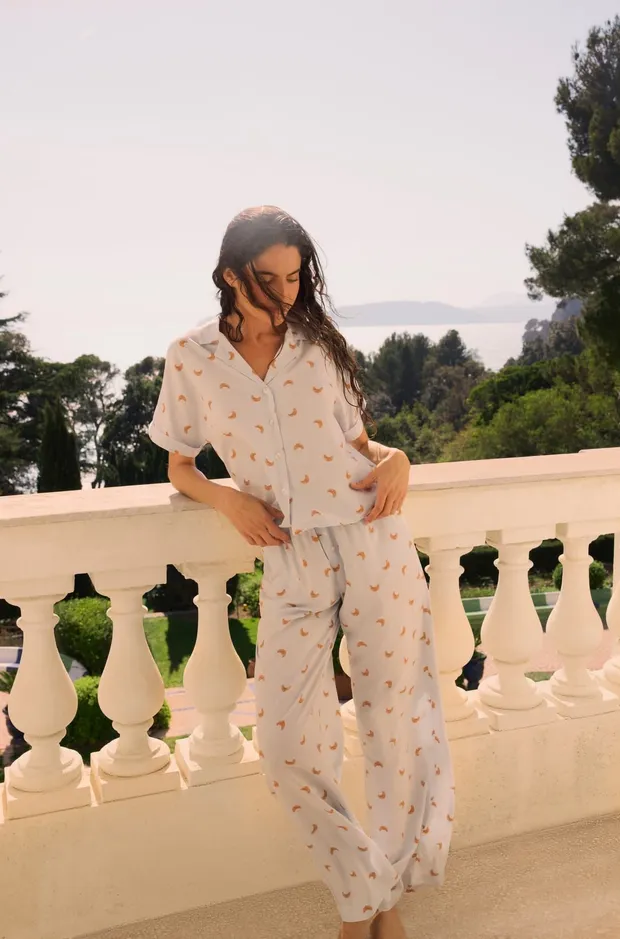 BAYLA Pajama Pants with Croissant Print 6560083