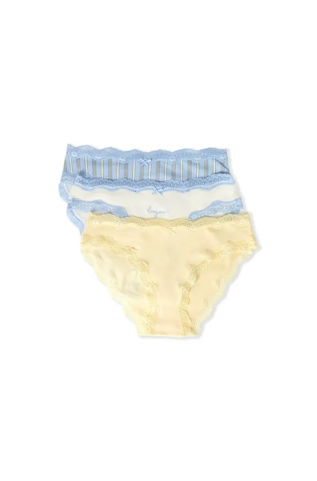 JIMMA Set Of 3 Cotton And Lace Panties 6560327
